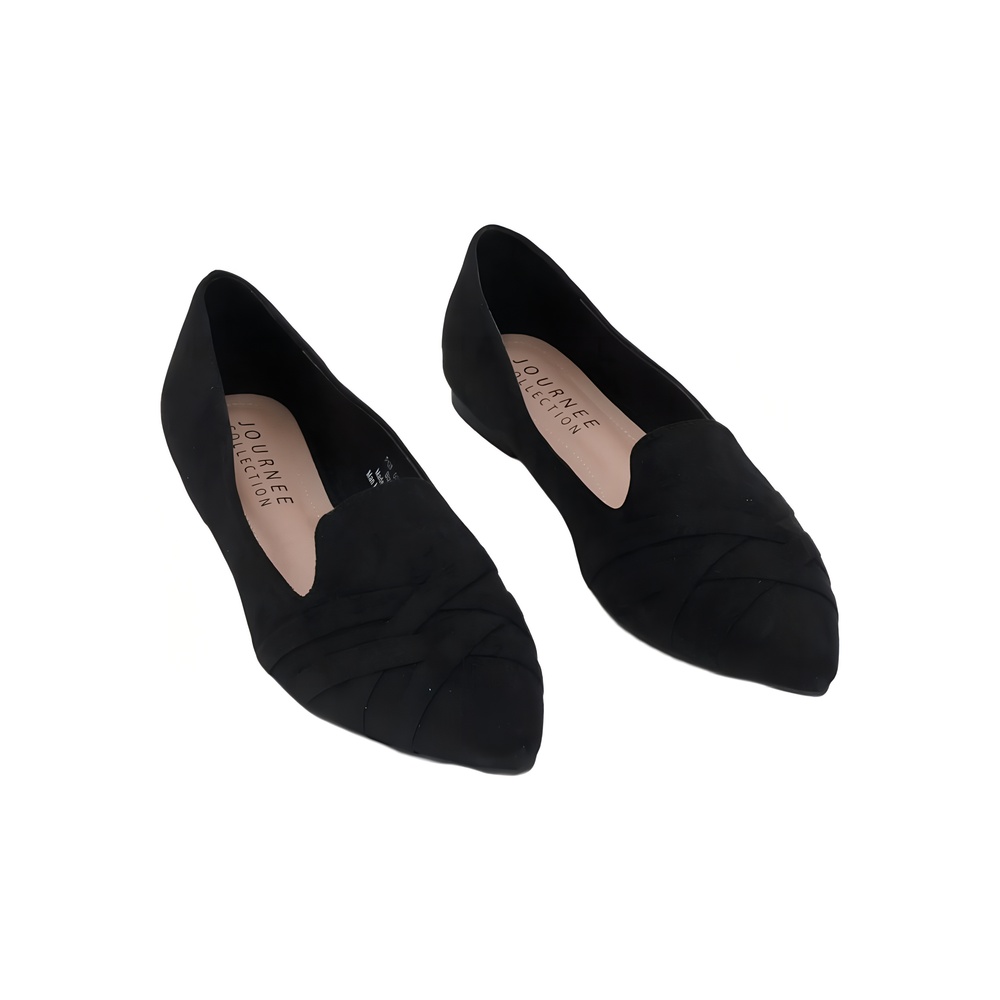 Journee Collection Womens Mindee Pointed Toe Flat Black Size 9M